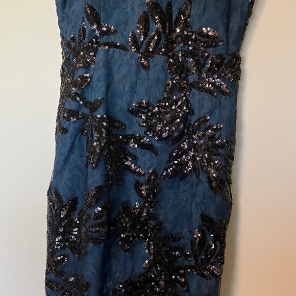 NWT Dress the Population Elegant Black and Blue Lace Sequin Dress - Picture 4 of 8